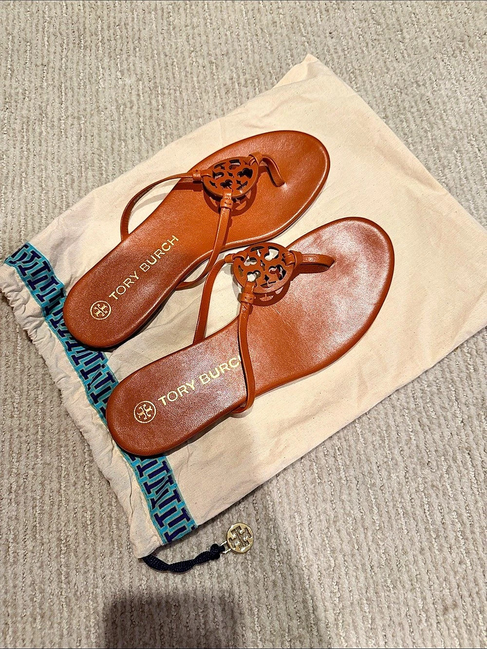 Tory Burch Miller Leather Thong Sandal Sandals US 9.5 Brown